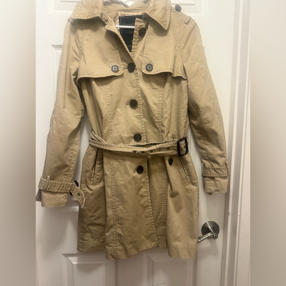 Teenie Weenie Tan Trench Coat with‎ Belt and Epaulettes
